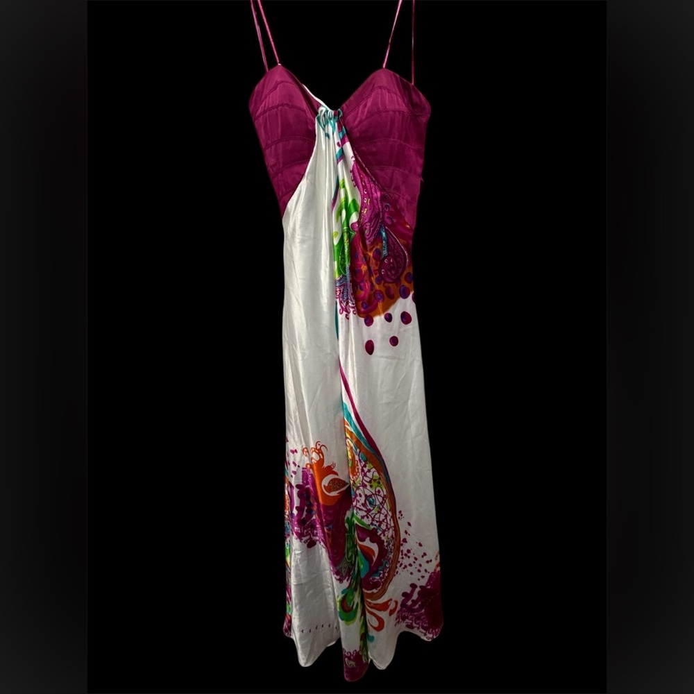 La Femme Fuchsia and White maxi Dress size 2